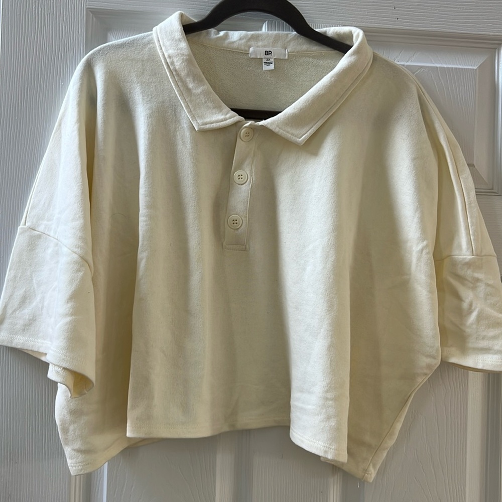 Women’s BP Crop Top Short-sleeved Size 2X Cream Color
